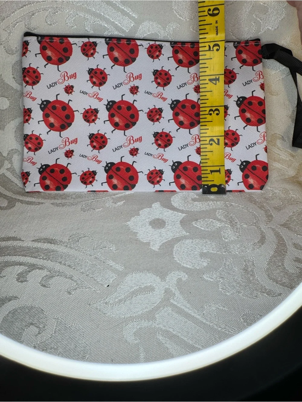NWOT Ladybug Print Wristlet Pouch - Red/White